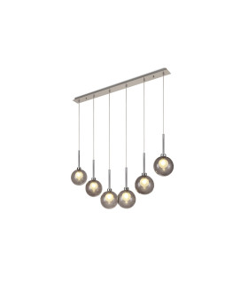 Baldwin Linear Pendant 2m 6 x G9 Polished Chrome/Smoked/Frosted Type G Shade-1