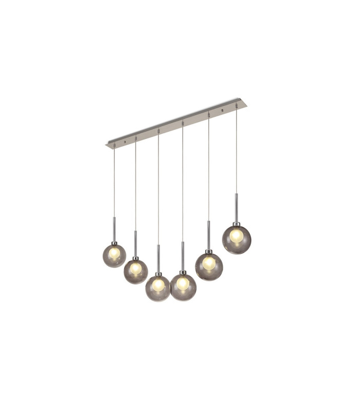 Baldwin Linear Pendant 2m 6 x G9 Polished Chrome/Smoked/Frosted Type G Shade-1