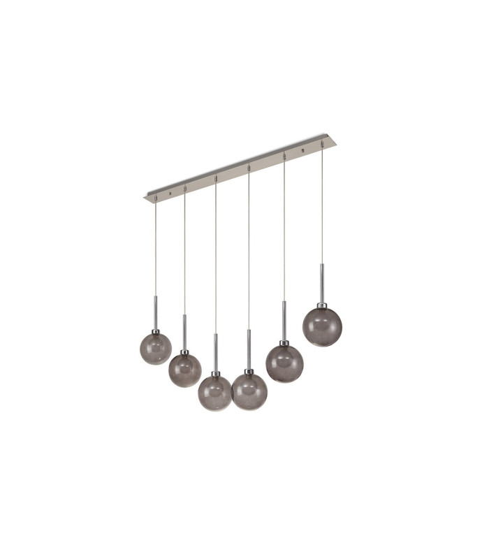 Baldwin Linear Pendant 2m 6 x G9 Polished Chrome/Smoked/Frosted Type G Shade-4