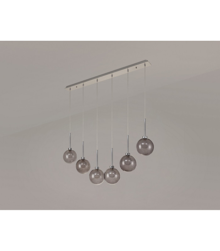 Baldwin Linear Pendant 2m 6 x G9 Polished Chrome/Smoked/Frosted Type G Shade-11