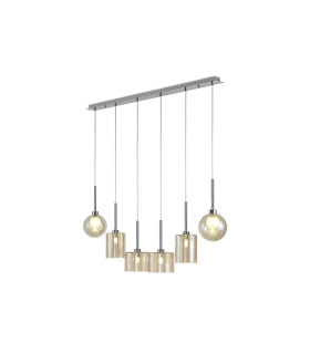 Baldwin Linear Pendant 2m 6 x G9 Polished Chrome/Cognac/Frosted Type B