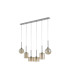 Baldwin Linear Pendant 2m 6 x G9 Polished Chrome/Cognac/Frosted Type B