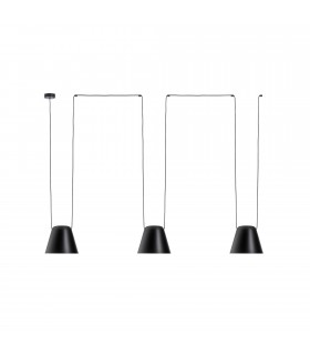 Decorative Hanging Ceiling Pendant Matt Black 3x E27 / 75cm x 300cm - 1
