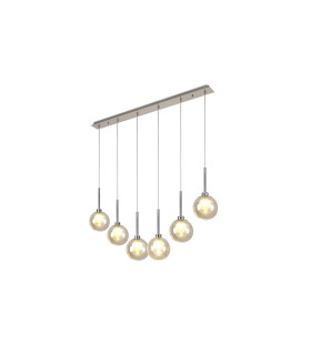 Baldwin Linear Pendant 2m 6 x G9 Polished Chrome/Cognac/Frosted Type G Shade-1