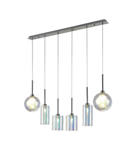 Baldwin Linear Pendant 2m 6 x G9 Polished Chrome/Iridescent/Frosted Type A