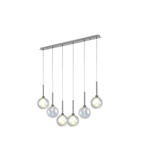 Baldwin Linear Pendant 2m 6 x G9 Polished Chrome/Iridescent/Frosted Type G Shade-1