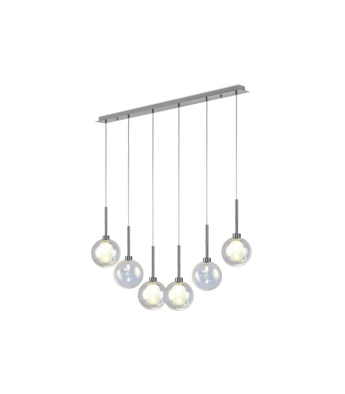 Baldwin Linear Pendant 2m 6 x G9 Polished Chrome/Iridescent/Frosted Type G Shade-1