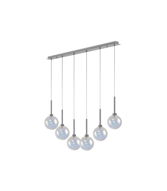 Baldwin Linear Pendant 2m 6 x G9 Polished Chrome/Iridescent/Frosted Type G Shade-4