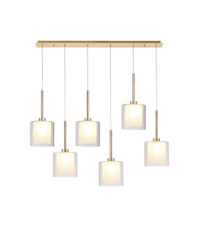 Baldwin Linear Pendant 2m 6 x G9 French Gold/Frosted/Clear Type H Shade-1