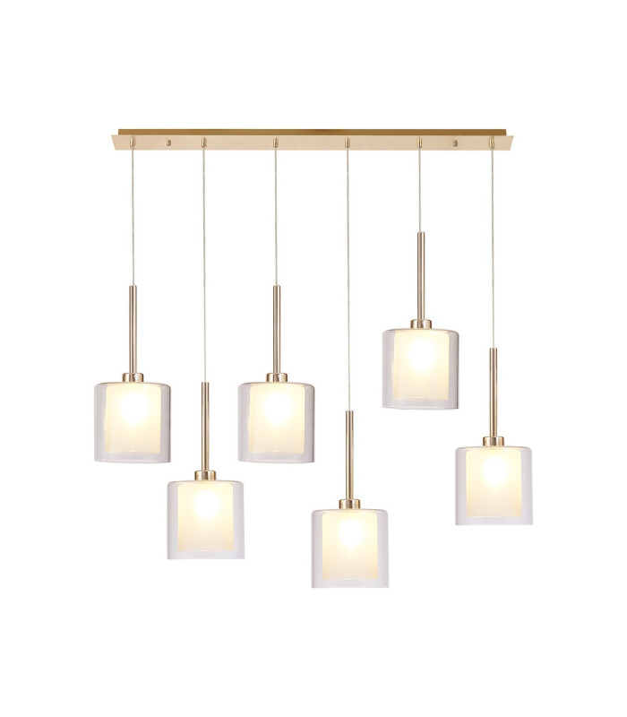 Baldwin Linear Pendant 2m 6 x G9 French Gold/Frosted/Clear Type H Shade-1