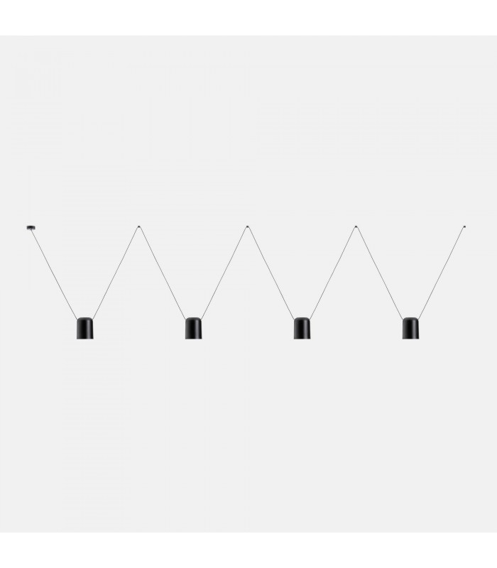 Decorative Hanging Ceiling Pendant Matt Black 4x E27 / 75cm x 400cm - 1