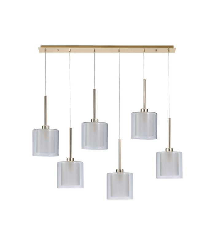 Baldwin Linear Pendant 2m 6 x G9 French Gold/Frosted/Clear Type H Shade-4