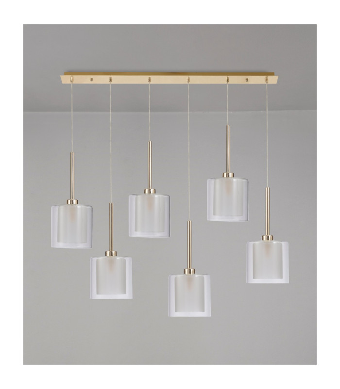 Baldwin Linear Pendant 2m 6 x G9 French Gold/Frosted/Clear Type H Shade-11