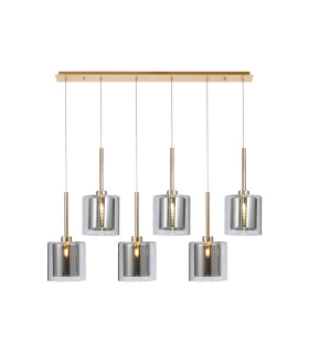 Baldwin Linear Pendant 2m 6 x G9 French Gold/Chrome/Clear Type H Shade-1