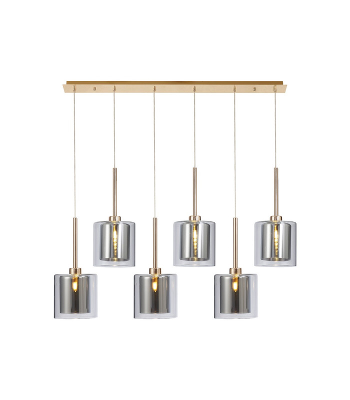 Baldwin Linear Pendant 2m 6 x G9 French Gold/Chrome/Clear Type H Shade-1