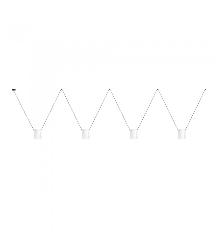 Decorative Hanging Ceiling Pendant Matt White Matt Black 4x E27 / 75cm x 400cm - 1
