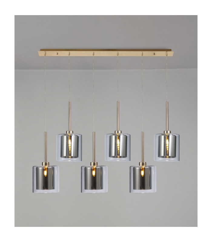 Baldwin Linear Pendant 2m 6 x G9 French Gold/Chrome/Clear Type H Shade-3