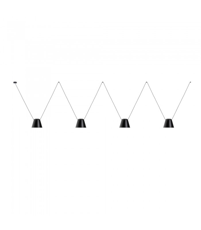 Decorative Hanging Ceiling Pendant Matt Black 4x E27 / 75cm x 400cm - 1
