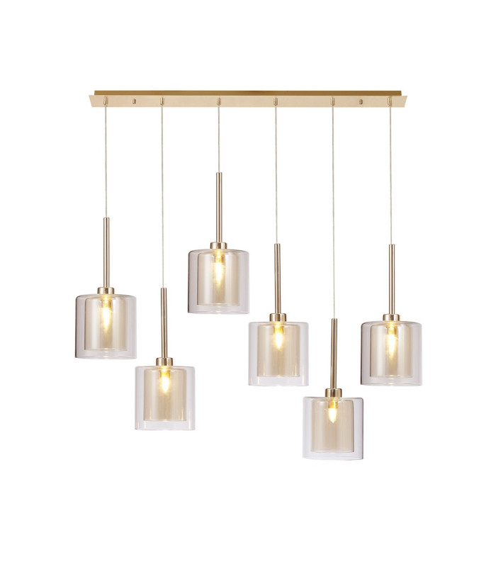 Baldwin Linear Pendant 2m 6 x G9 French Gold/Cognac/Clear Type H Shade-1