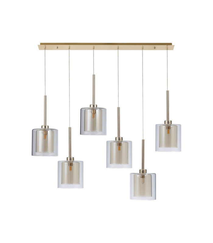 Baldwin Linear Pendant 2m 6 x G9 French Gold/Cognac/Clear Type H Shade-4