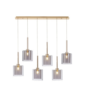 Baldwin Linear Pendant 2m 6 x G9 French Gold/Smoked/Clear Type H Shade-1