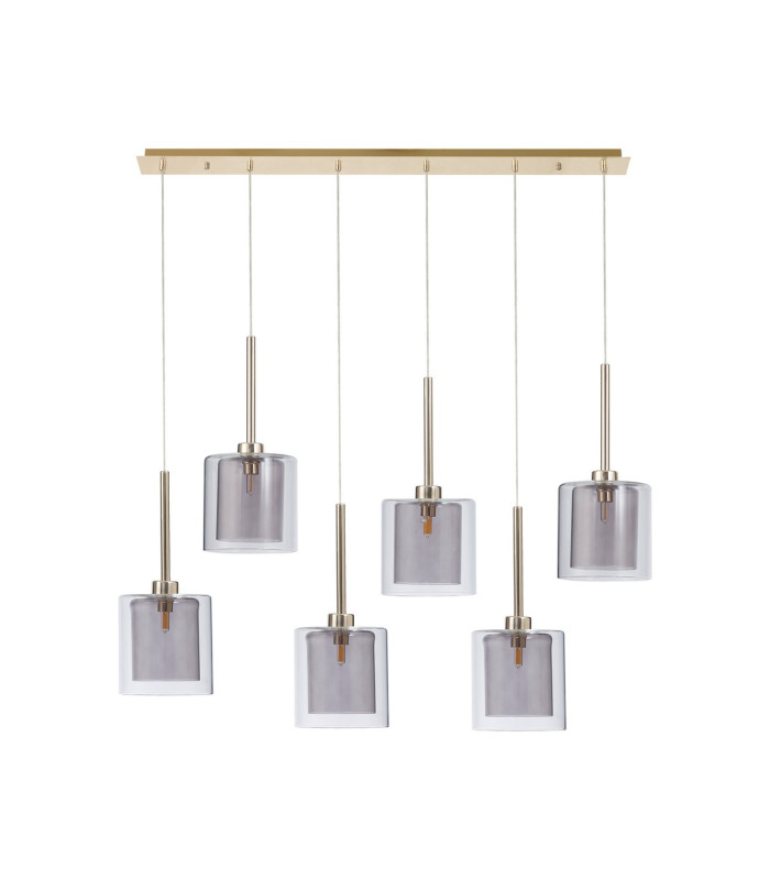 Baldwin Linear Pendant 2m 6 x G9 French Gold/Smoked/Clear Type H Shade-4