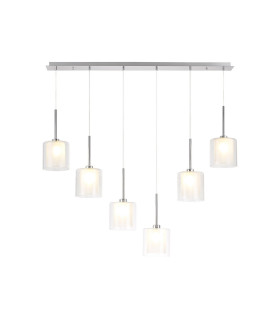 Baldwin Linear Pendant 2m 6 x G9 Polished Chrome/Frosted/Clear Type H Shade-1
