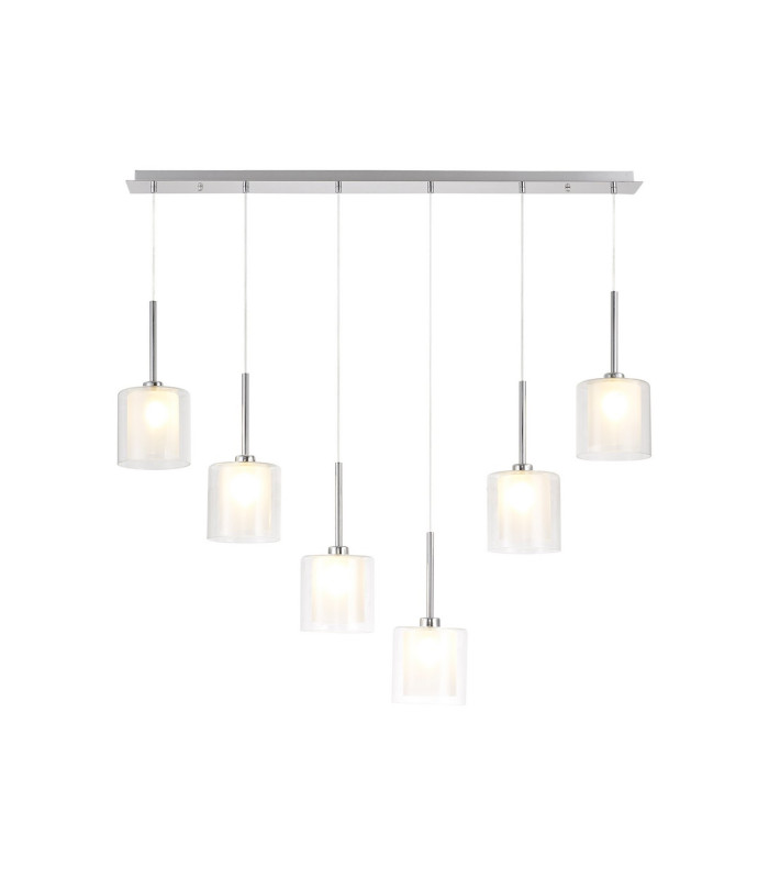 Baldwin Linear Pendant 2m 6 x G9 Polished Chrome/Frosted/Clear Type H Shade-1