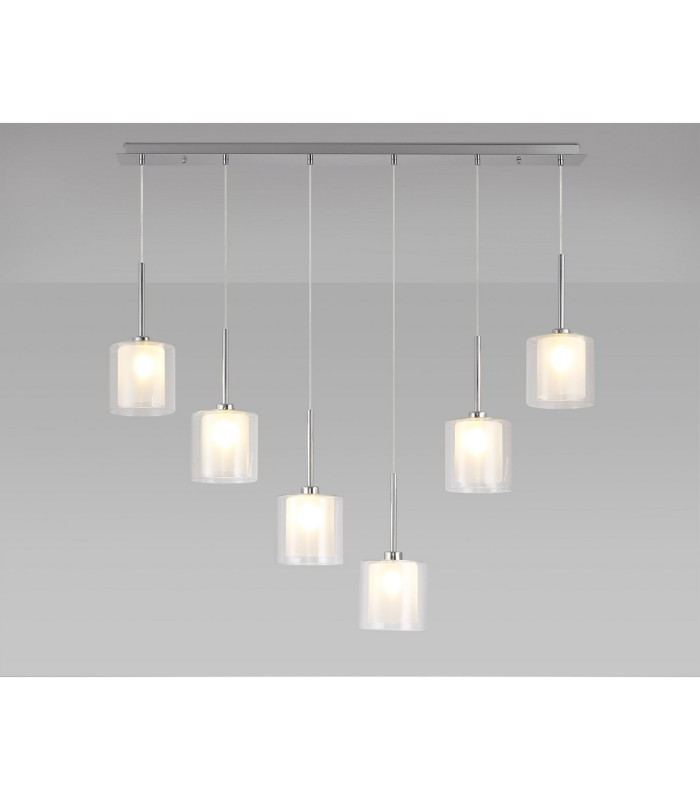 Baldwin Linear Pendant 2m 6 x G9 Polished Chrome/Frosted/Clear Type H Shade-3