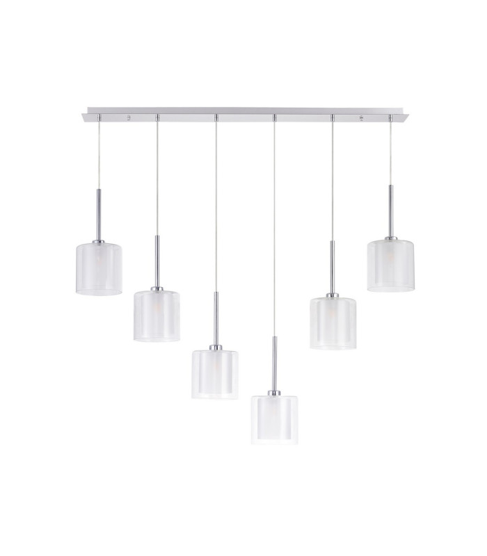 Baldwin Linear Pendant 2m 6 x G9 Polished Chrome/Frosted/Clear Type H Shade-4