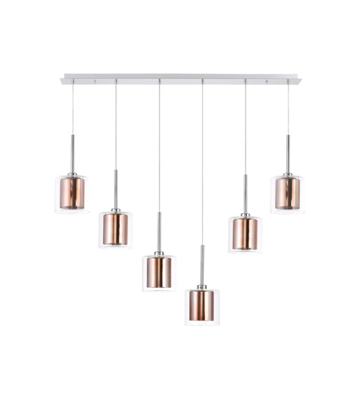 Baldwin Linear Pendant 2m 6 x G9 Polished Chrome/Copper/Clear Type H Shade-4