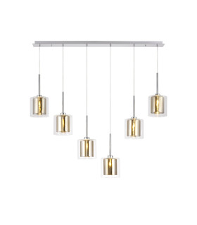 Baldwin Linear Pendant 2m 6 x G9 Polished Chrome/Gold/Clear Type H Shade-1