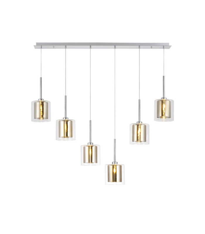 Baldwin Linear Pendant 2m 6 x G9 Polished Chrome/Gold/Clear Type H Shade-1