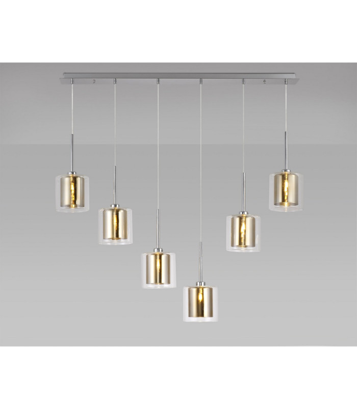 Baldwin Linear Pendant 2m 6 x G9 Polished Chrome/Gold/Clear Type H Shade-3