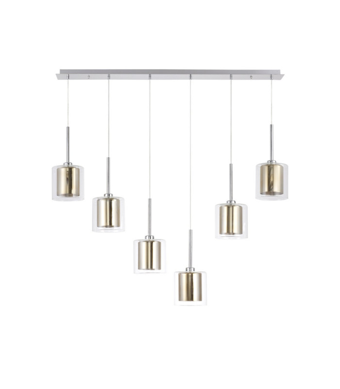 Baldwin Linear Pendant 2m 6 x G9 Polished Chrome/Gold/Clear Type H Shade-4