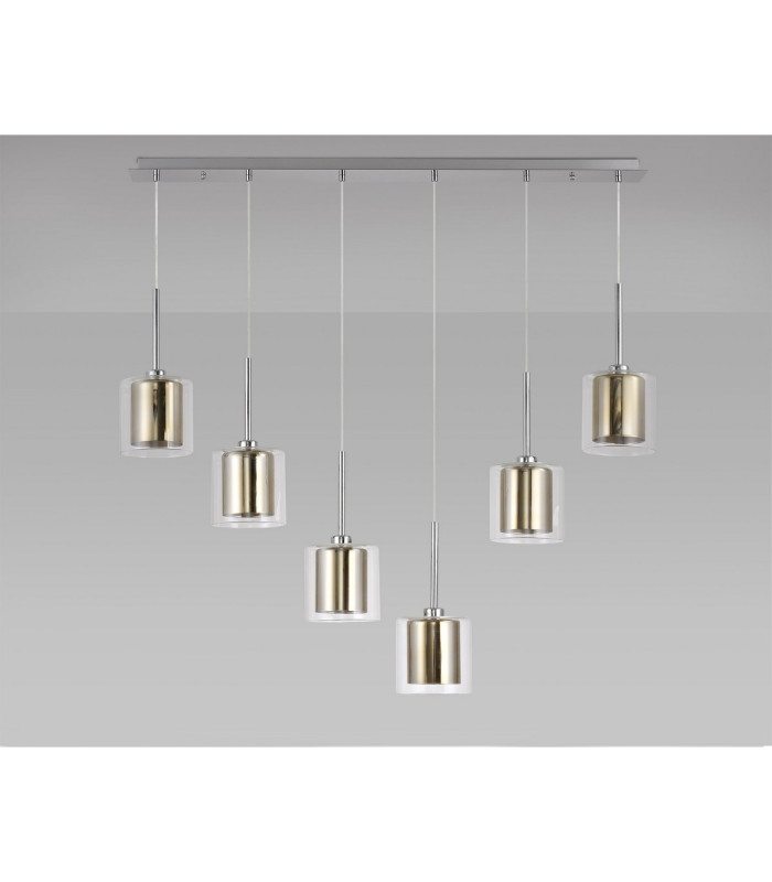 Baldwin Linear Pendant 2m 6 x G9 Polished Chrome/Gold/Clear Type H Shade-11