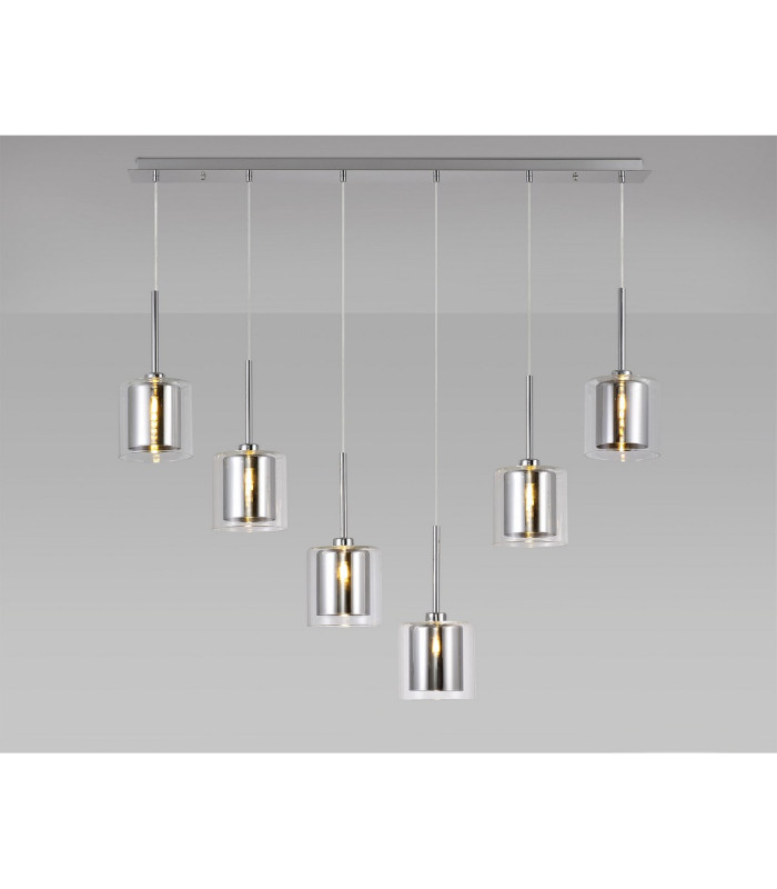 Baldwin Linear Pendant 2m 6 x G9 Polished Chrome/Chrome/Clear Type H Shade-3