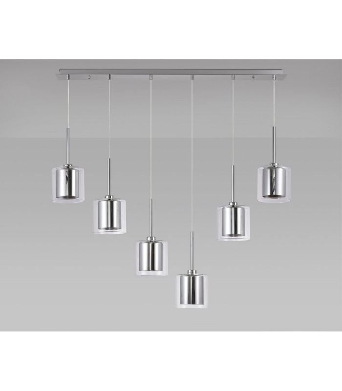 Baldwin Linear Pendant 2m 6 x G9 Polished Chrome/Chrome/Clear Type H Shade-11