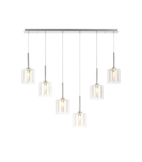 Baldwin Linear Pendant 2m 6 x G9 Polished Chrome/Cognac/Clear Type H Shade-1