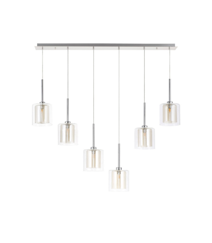 Baldwin Linear Pendant 2m 6 x G9 Polished Chrome/Cognac/Clear Type H Shade-4