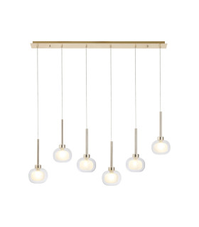 Baldwin Linear Pendant 2m 6 x G9 French Gold/Frosted/Clear Type M Shade-1