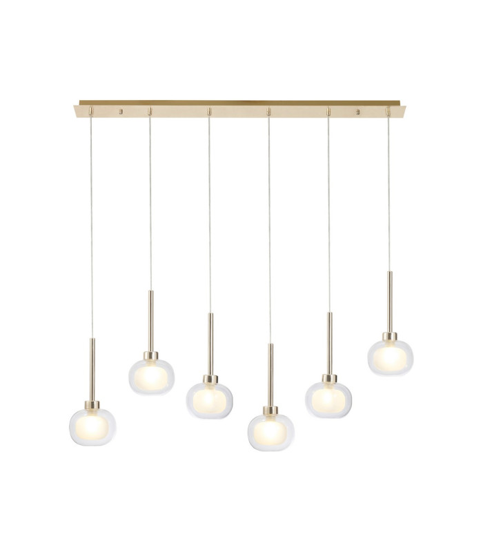 Baldwin Linear Pendant 2m 6 x G9 French Gold/Frosted/Clear Type M Shade-1