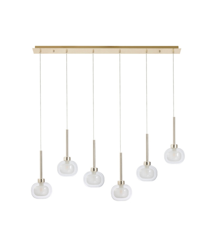 Baldwin Linear Pendant 2m 6 x G9 French Gold/Frosted/Clear Type M Shade-4