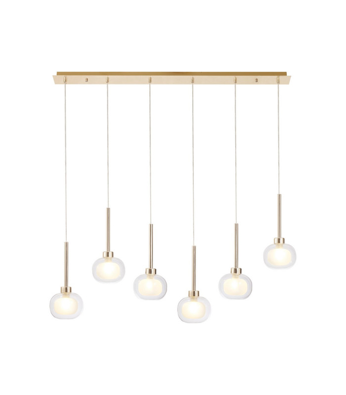 Baldwin Linear Pendant 2m 6 x G9 French Gold/Frosted/Clear Type M Shade-5