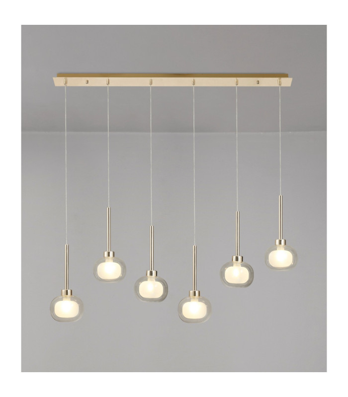 Baldwin Linear Pendant 2m 6 x G9 French Gold/Frosted/Clear Type M Shade-13