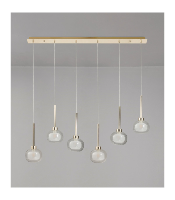 Baldwin Linear Pendant 2m 6 x G9 French Gold/Frosted/Clear Type M Shade-14