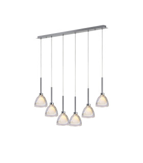 Baldwin Linear Pendant 2m Curved Cone Glass (U) 6 Light G9 Polished Chrome/Iridescent/Opal-1