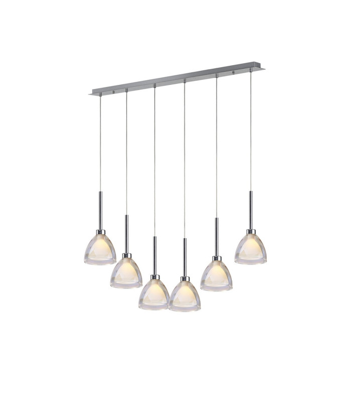 Baldwin Linear Pendant 2m Curved Cone Glass (U) 6 Light G9 Polished Chrome/Iridescent/Opal-1