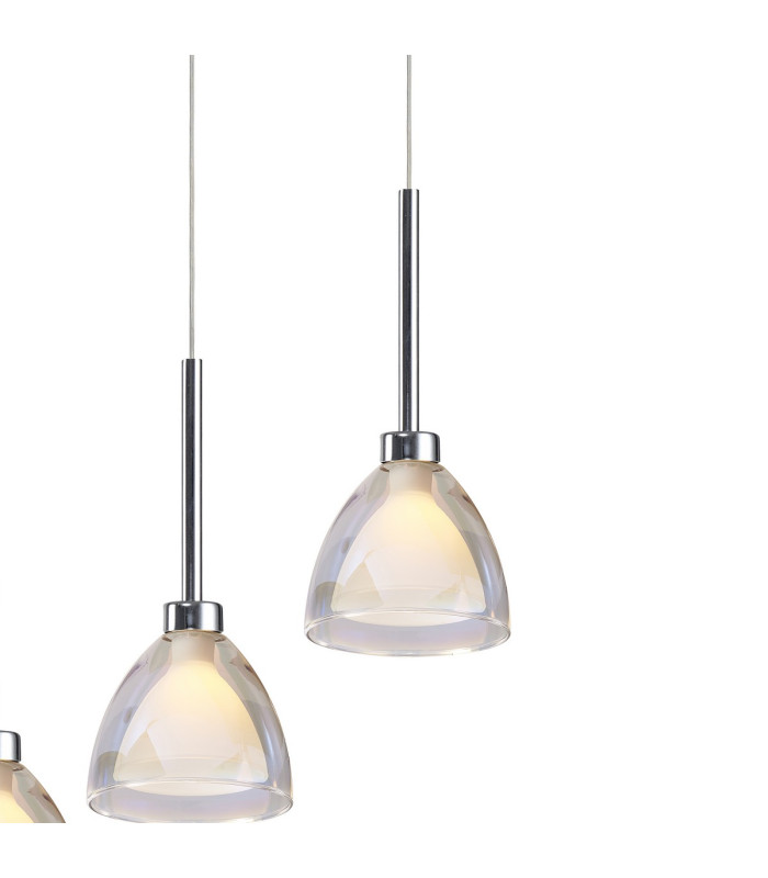 Baldwin Linear Pendant 2m Curved Cone Glass (U) 6 Light G9 Polished Chrome/Iridescent/Opal-6