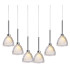 Baldwin Linear Pendant 2m Curved Cone Glass (U) 6 Light G9 Polished Chrome/Iridescent/Opal-7